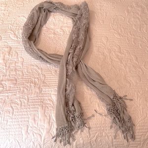 Sheer gray floral summer scarf.